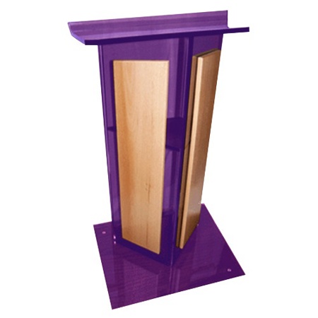 AmpliVox SN3545 "V" Style Lectern with Shelf & Panels, Custom Tint with Oak