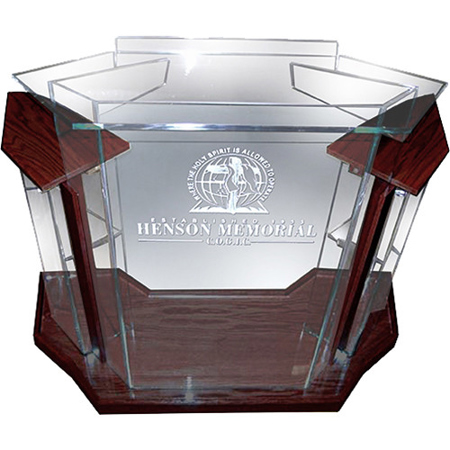 AmpliVox SN3555 Deluxe Contemporary Acrylic Lectern, Frosted with Mahogany