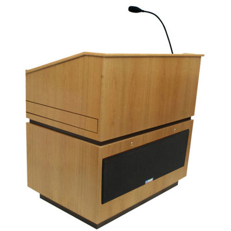 AmpliVox Coventry Lectern with Sound, Natural Oak