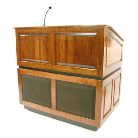 AmpliVox SS3035 Ambassador Lectern with Wired Sound System, Natural Oak