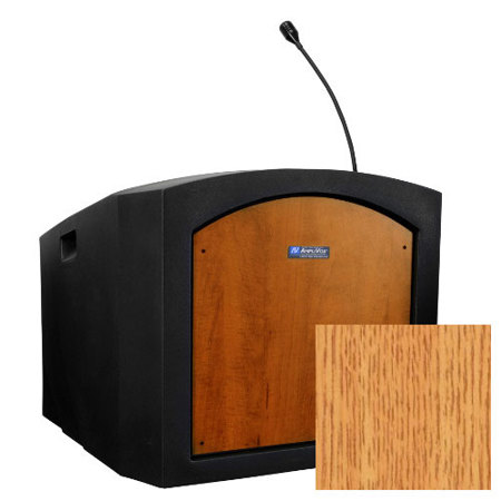 AmpliVox Pinnacle Table Top Lectern with Sound, Medium Oak