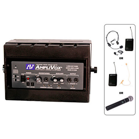 AmpliVox SW1230 50W Mity Box Amplified Speaker with Wireless Mic, Single