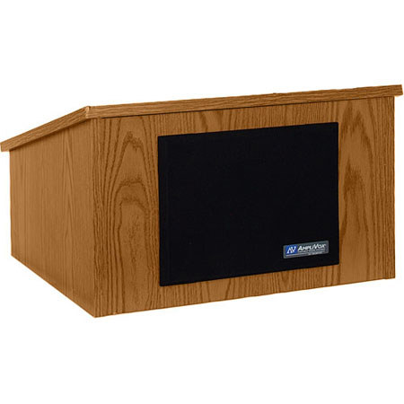AmpliVox SW250 Portable Lectern with Handheld Mic, Oak