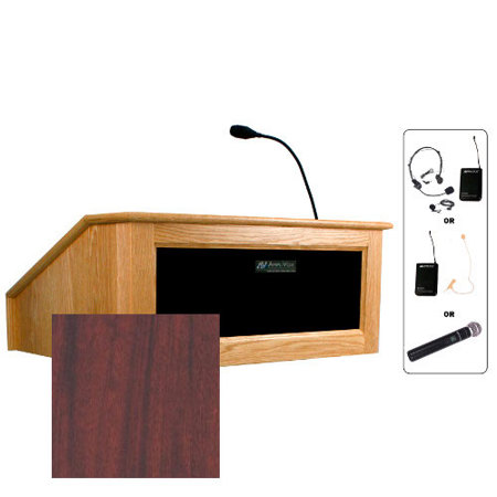 AmpliVox SW3025 Victoria Tabletop Lectern with Handheld Mic, Mahogany