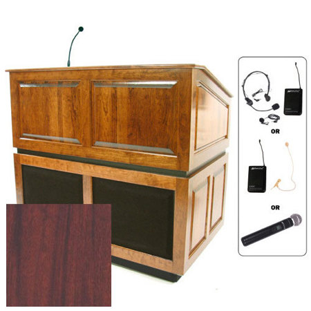 AmpliVox SW3035 Ambassador Lectern with Lapel Mic, Mahogany