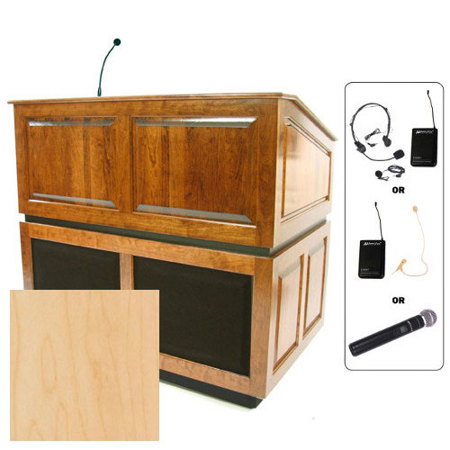 AmpliVox SW3035 Ambassador Lectern with Headset Mic, Maple
