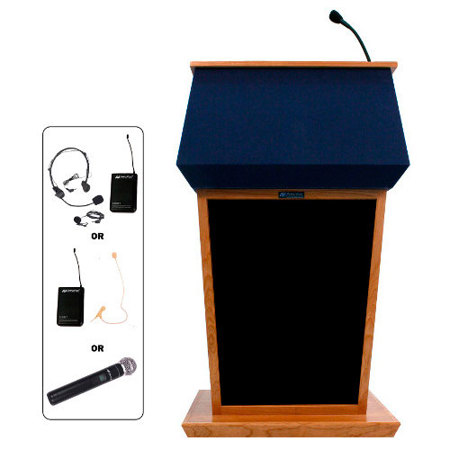 AmpliVox SW3040 Patriot Lectern with Headset Mic, Cherry