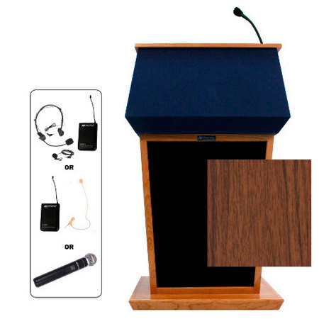 AmpliVox SW3040 Patriot Lectern with Handheld Mic, Walnut