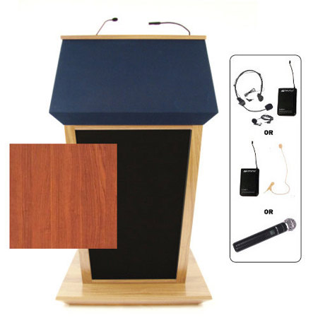 AmpliVox SW3045 Patriot Plus Lectern with Handheld Mic, Cherry