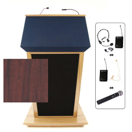 AmpliVox SW3045 Patriot Plus Lectern with Headset Mic, Mahogany