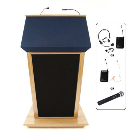 AmpliVox SW3045 Patriot Plus Lectern with Lapel Mic, Maple