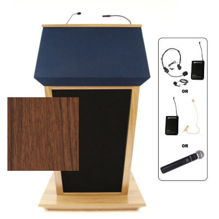 AmpliVox SW3045 Patriot Plus Lectern with Headset Mic, Walnut