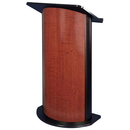 AmpliVox SW3145 Contemporary Curved Panel Lectern with Headset Mic, Cherry