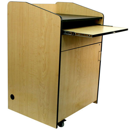 AmpliVox Wireless Presentation Podium with Handheld Mic, Maple