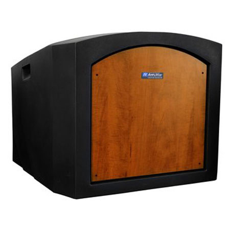 AmpliVox Wireless Pinnacle Tabletop Lectern with Lapel Mic, Medium Oak