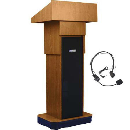 AmpliVox SW505A Column Lectern Headset Mic, Medium Oak