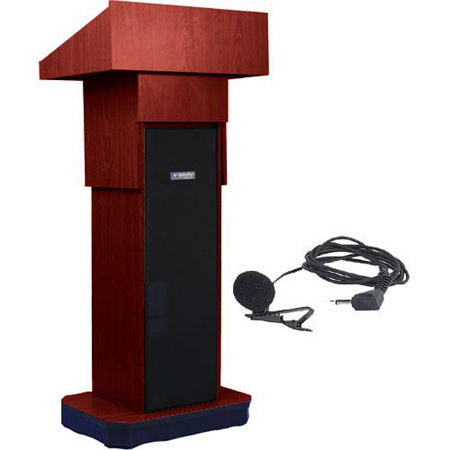 AmpliVox SW505A Column Lectern Lapel Mic, Mahogany