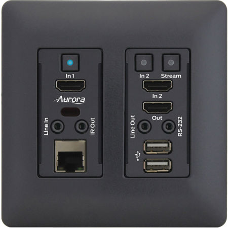 Aurora Multimedia VLX-TCW2H-C 4K Audio/Video Distribution Wall Plate, Black