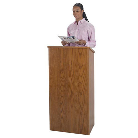 AmpliVox W280 Full Height One Piece Lectern, Medium Oak