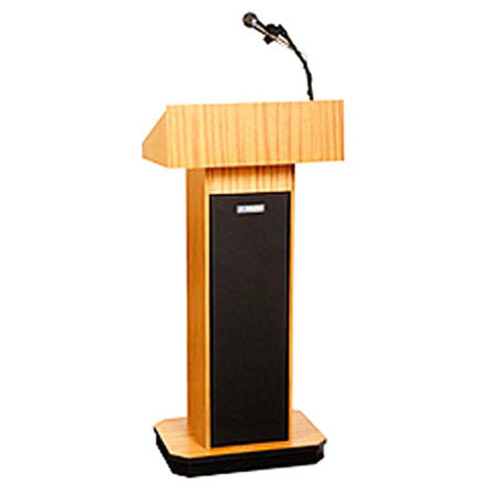 AmpliVox W505 Executive Column Lectern, Light Oak