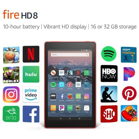 Amazon Fire HD 8 Tablet, 16GB, Punch Red