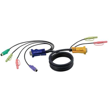 Aten 2L5301P 4' SPHD15M to HDB15 and PS/2 Male KVM Cable with Audio