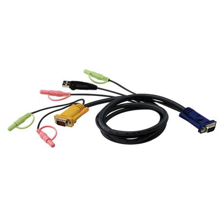 Aten 2L5301U 4' SPHD Male to HDB and USB A Male KVM Cable with Audio Plugs