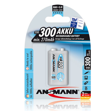 Ansmann E-Block 6F22 8.4V 300mAh Rechargeable NiMH Battery