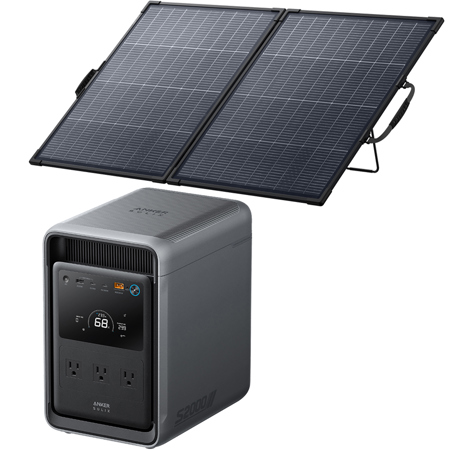 Anker SOLIX S2000 2010Wh 1500W Power Station, w/200W Bifacial Solar Panel
