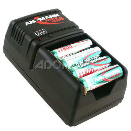 Ansmann Photocam 4 Cell AA/AAA Charger & Four 1800mah AA Nickel Metal Hydride (NiMh) Batteries.