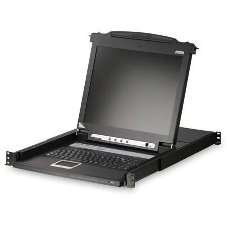 Aten CL1008MTAA 8-Port 17" Single Rail LCD Integrated USB/PS2 Combo KVM Switch Console (TAA Complaint)