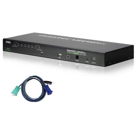 Aten CS1708iU 8-Port PS/2-USB KVM Over IP Switch Kit with Local/Remote User Access and 8 USB KVM Cables