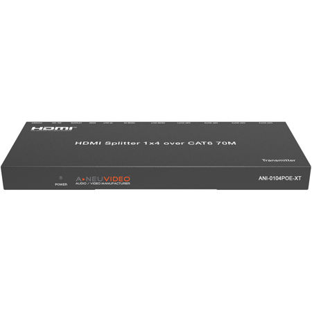 A-NeuVideo ANI-0104POE-XT 1x4 HDMI POE 4K30Hz/1080p CAT6 Extender Splitter with 4x Receivers