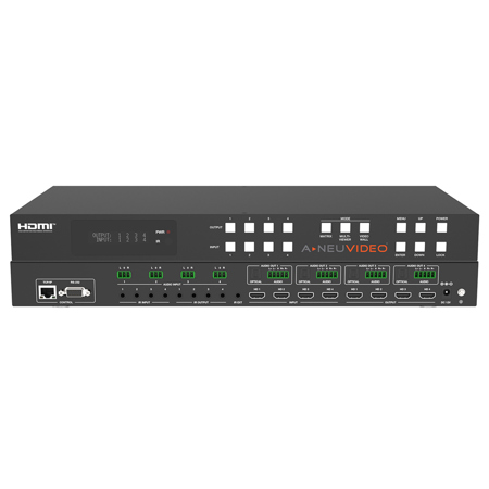 A-NeuVideo 4x4 4K60 UHD HDR Quad/PiP/PoP Multiviewer Seamless Video Switcher