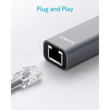 Anker USB-C to Gigabit Ethernet Adapter, Gray