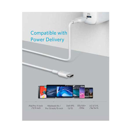 Anker Powerline II USB C to USB C 2.0 Cable, 6', White