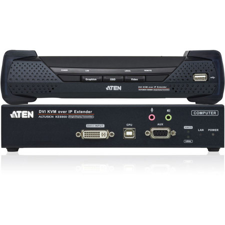 Aten KE6900 1x DVI KVM Over IP Extender Kit, Includes KE6900T Transmitter and KE6900R Receiver
