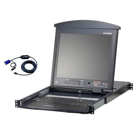 Aten KL1508AM 8-Port 17" Cat5 High-Density Dual Rail LCD KVM Switch with 8x KA7970 USB KVM Adapter Cable
