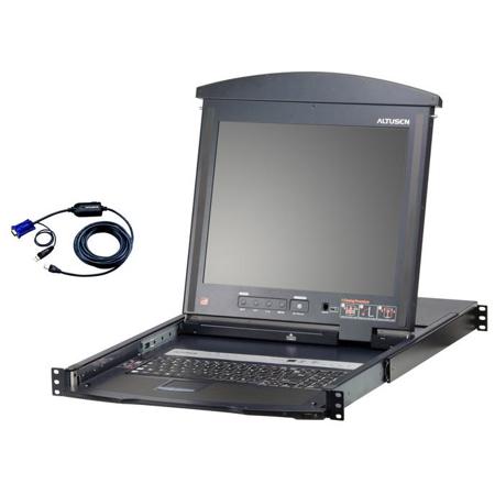 Aten KL1508AN 8-Port 19" Cat5 High-Density Dual Rail LCD KVM Switch with 8x KA7970 USB KVM Adapter Cable