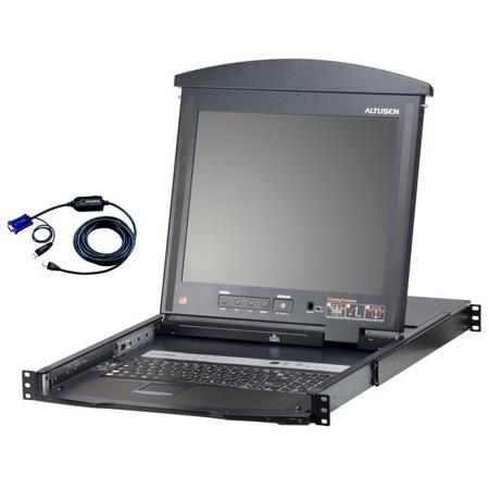 Aten KL1516AM 16-Port 17" Cat5 High-Density Dual Rail LCD KVM Switch with 12x KA7970 USB KVM Adapter Cable