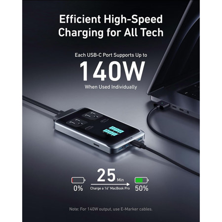 Anker Prime 240W 8-Port USB GaN Desktop Charging Station NJ4314