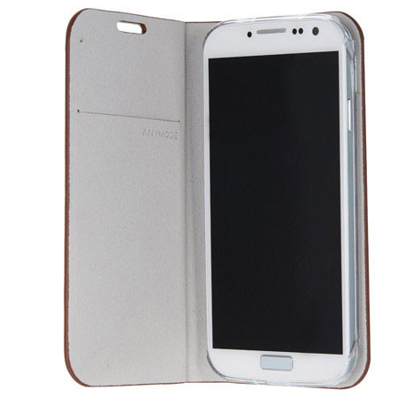 Anymode Dairy Folio Cover Wallet Case for Samsung Galaxy S4, Brown