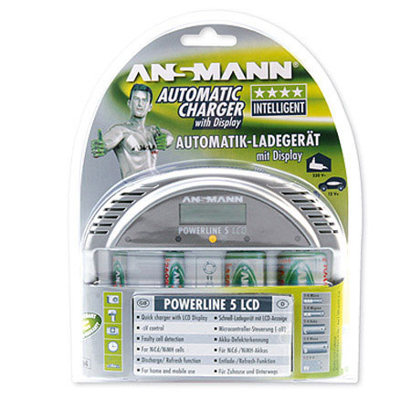 Ansmann Powerline 5 LCD Battery Charger f/AA AAA C D 9V NiMH NiCd Batteries