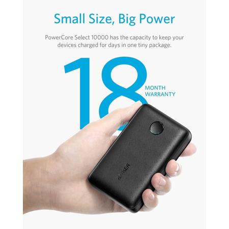 Anker PowerCore Select 10000mAh Power Bank with PowerIQ, Black