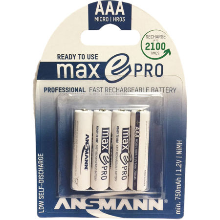 Ansmann Max E Pro AAA HR03 1.2V 750mAh Rechargeable Ni-MH Battery, 4-Pack