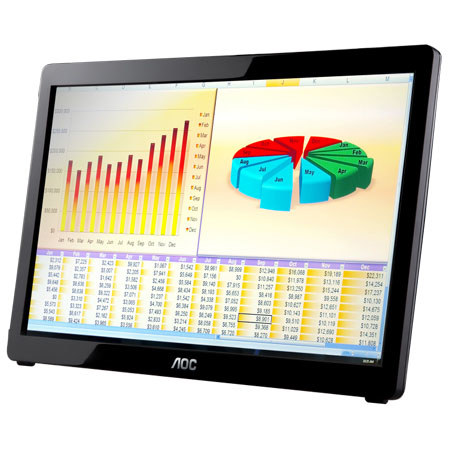 AOC 15.6 inch Widescreen LED LCD Monitor, Piano-Black