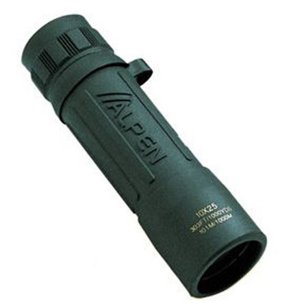 Alpen 10x25 Weather Resistant Monocular, Green Rubber, USA
