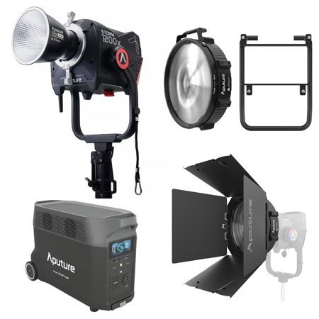 Aputure Storm 1200X Cine Kit Fresnel/Barn Doors w/Delta Pro 3600w Power Station