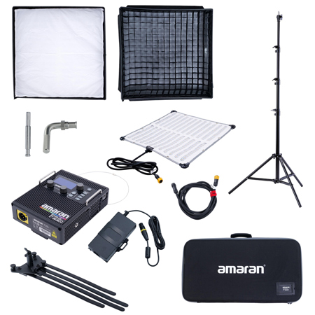 Amaran F22c 2x2' 200W RGBWW Flexible LED Mat Fixture, Gold-Mount with Light Stand