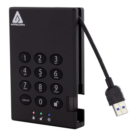 Apricorn Aegis Padlock 3.0 1TB USB 3.2 Gen 1 Encrypted Portable External SSD